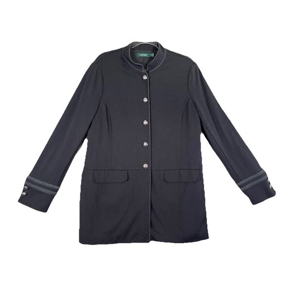 Lauren Ralph Lauren Black Military Jacket Womens Mandarin Collar Size XL - Picture 1 of 13